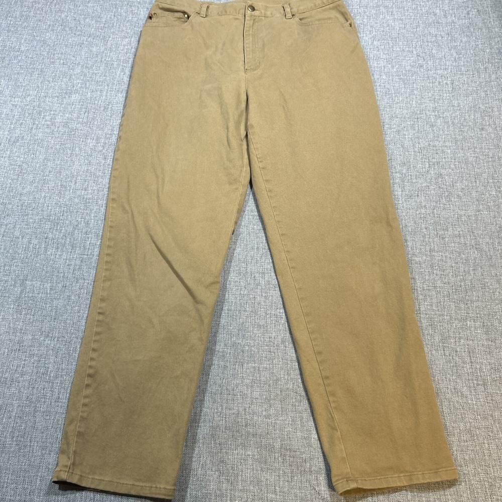 Lauren Ralph Lauren Pants Women's Sz 16 Brown Jeans Stretch Wide Leg Baggy Chino